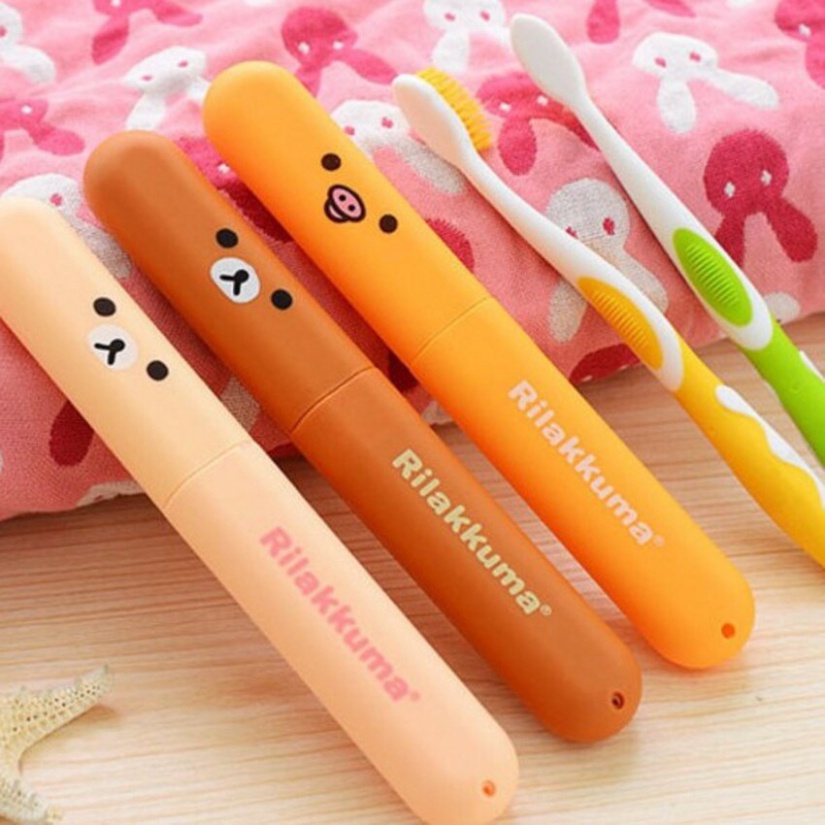Hộp Đựng Bàn Chải Du Lịch - Hộp Đựng Bàn Chải Đánh Răng Gấu Rilakkuma Đáng yêu NAVI