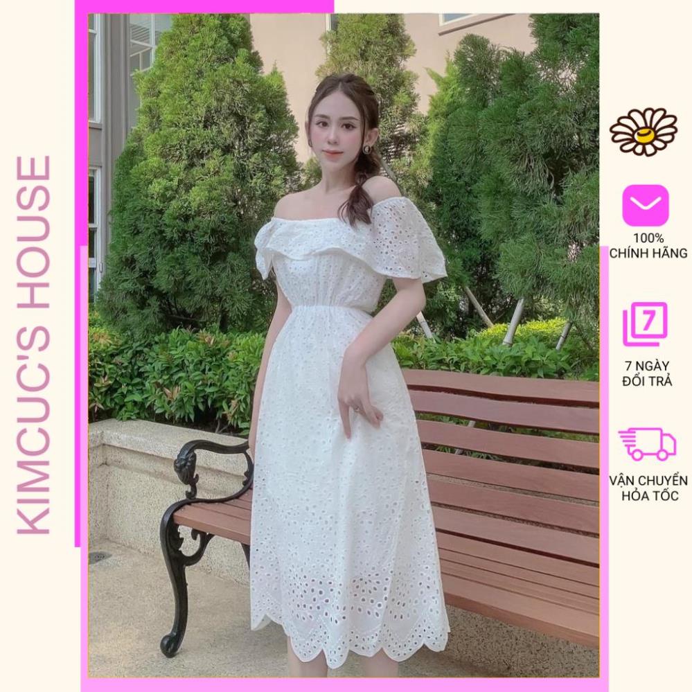 [ Hàng Sẵn ] [ Hàng Thiết Kế ] Đầm maxi ren đục lỗ, đầm maxi đi biển trắng cam, Xưởng sỉ KC House