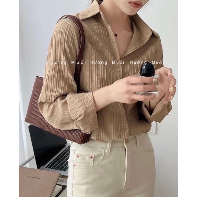 Áo sơ mi nhăn sọc - sơ mi basic