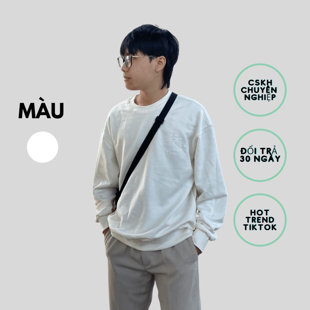 Áo Sweater Travel Varsity All White chính hãng