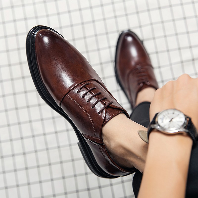 Giày Tây Chất Liệu Bằng Da oxford Màu Đen / Nâu Cổ Điển Đế Dày size Lớn 38-46 Cho Nam