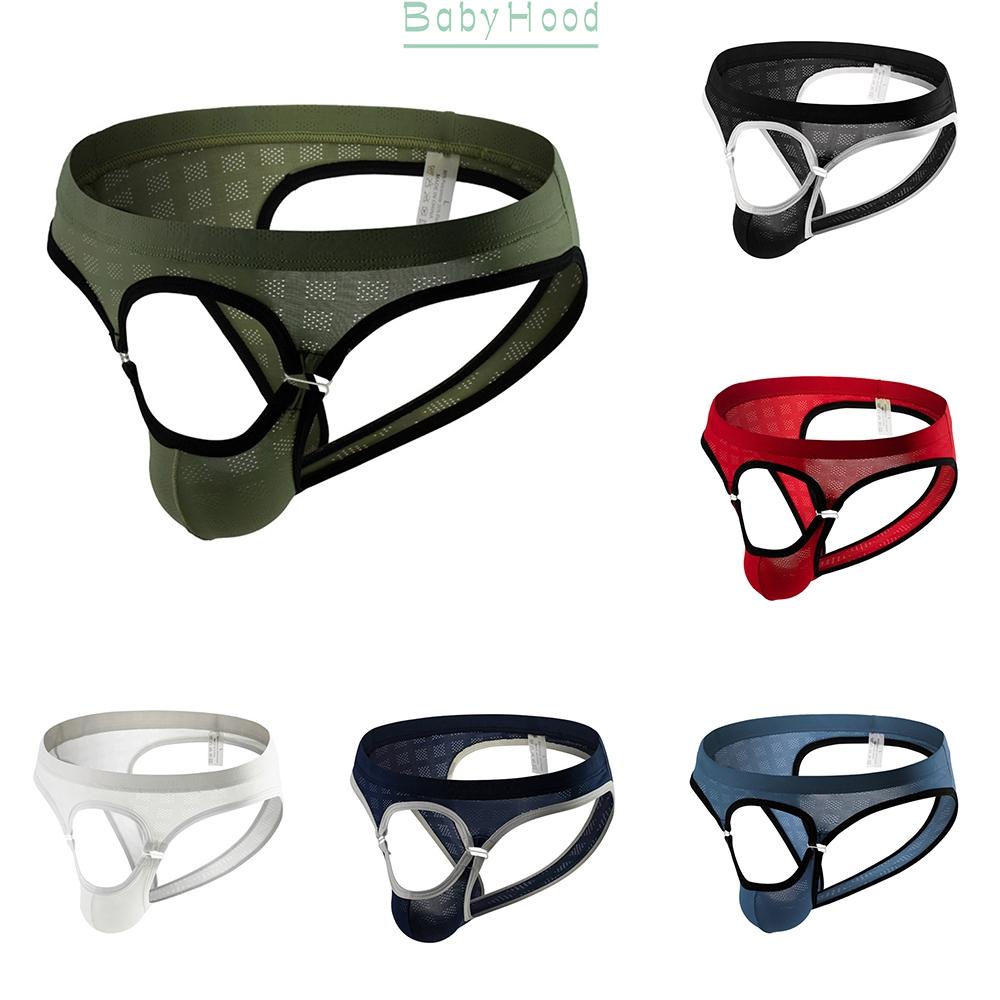 Mens Underpants Jockstrap Lingerie Nylon Open Crotch Panties Soft Bikini#BBHOOD