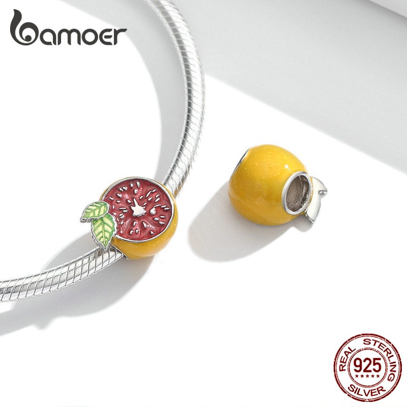 BAMOER Hạt Bạc 925 Hình Trái Cây Dùng Làm Vòng Tay DIY SCC1906