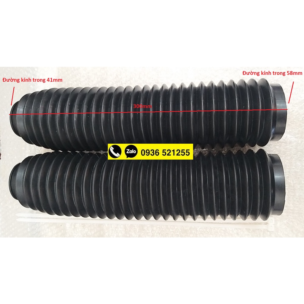 Bọc phuộc che bụi phuộc Honda CB400 Hornet …. Và các dòng xe tương ứng 41x58x300mm Giá 1 đôi