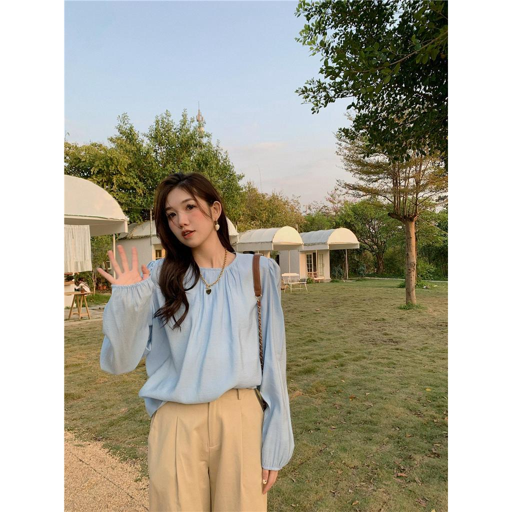 Áo Thun Cổ Tròn Dài Tay Có Đệm Vai Phong Cách Mới Mùa Xuân 61292