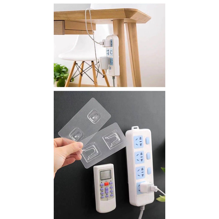 Móc dán gắn tường chữ U trong suốt treo ổ cắm điện, WIFI, tranh ảnh chịu lực đến 10kg