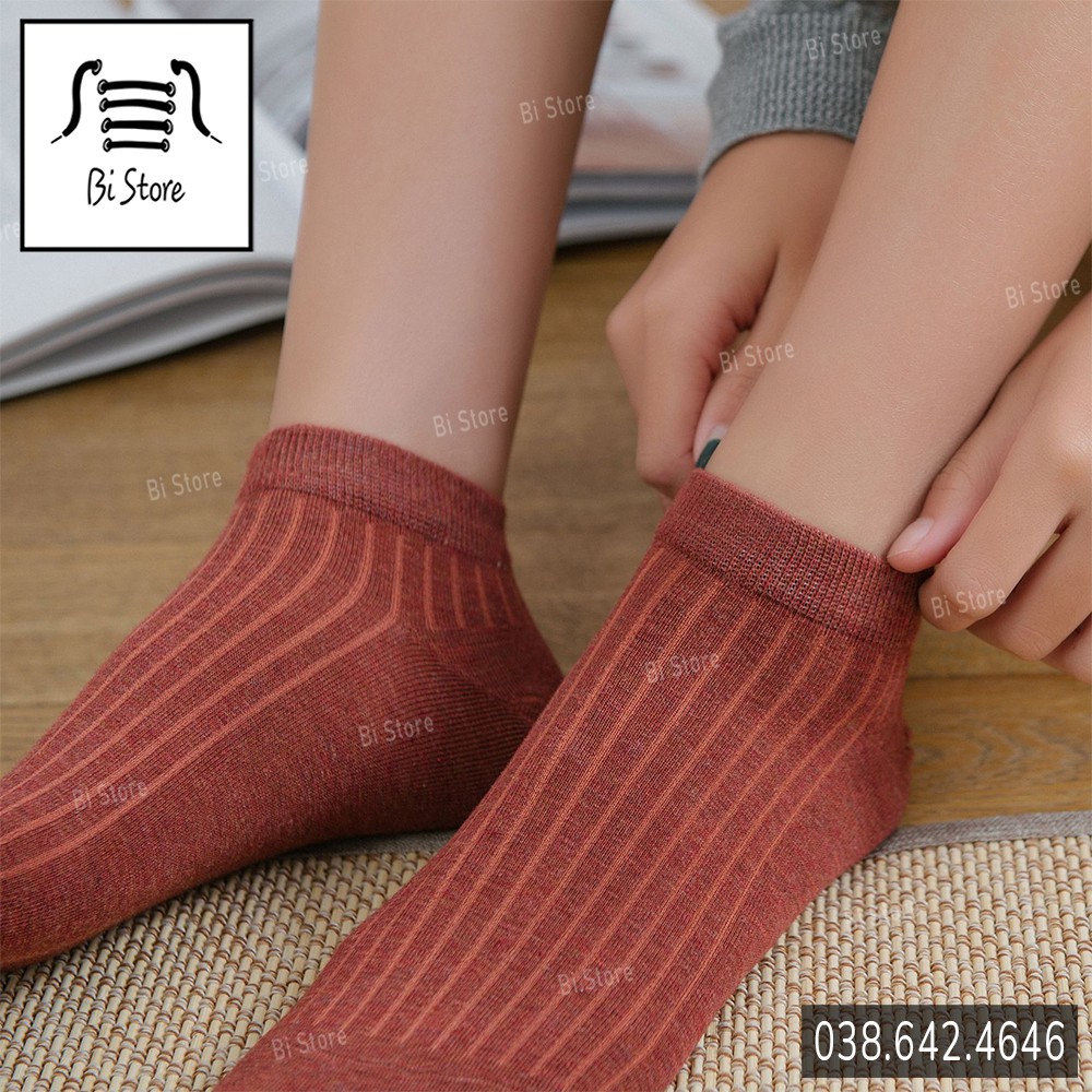 Tất  nữ cổ ngắn len gân to thoáng khí + kháng khuẩn vải cotton loại 1