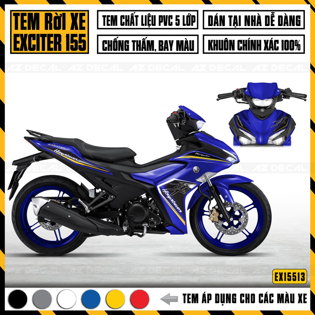 Tem Exciter 155 Hayabusa - Áp Dụng Xe Đen, Trắng, Xanh GP, Đỏ | EX15513 | Decal Chống Nước, Bền Màu, Dễ Dán Ex 155