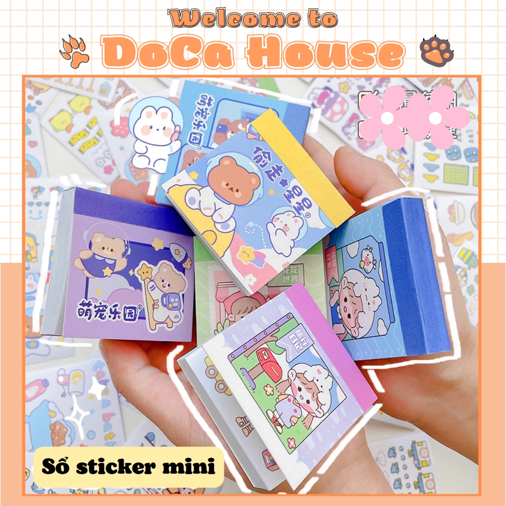 Sổ 50 Tấm Sticker Mini, Sổ Hình Dán Họa Tiết Hoạt Hình Trang Trí Dễ Thương