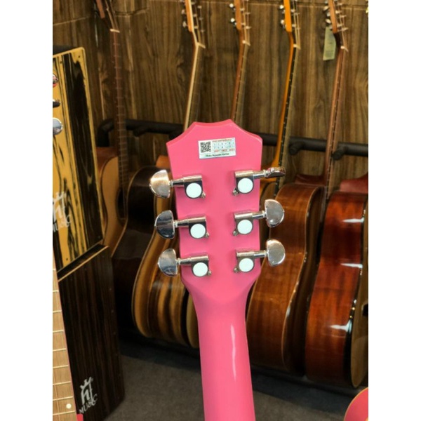 Đàn Guitar acoustic màu hồng Phấn T-01H Guitar màu Hồng Nhạt cực đẹp dáng A khuyết nhỏ gọn