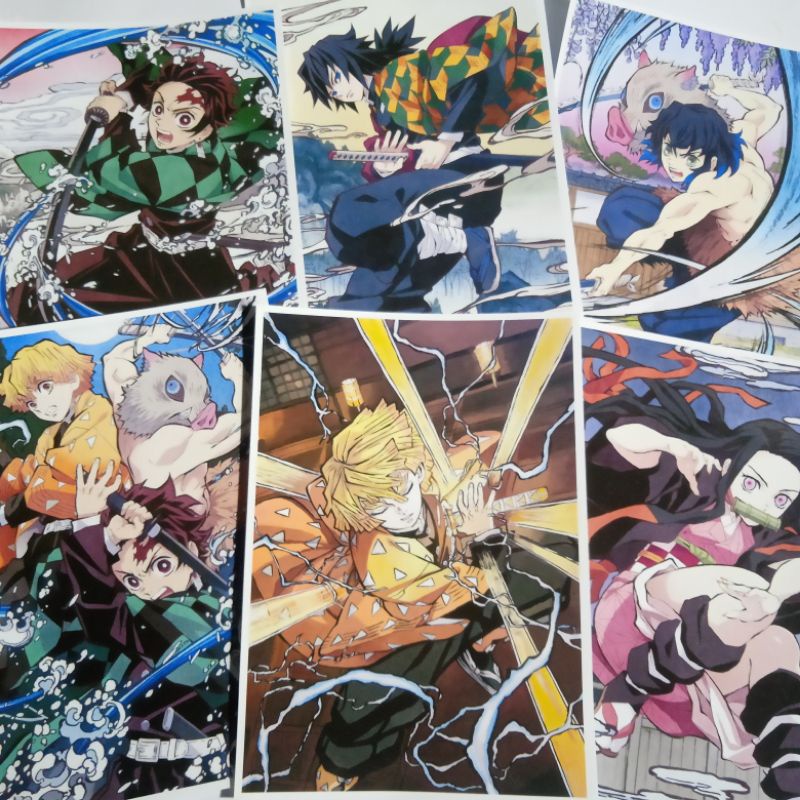 Bộ 6 Áp phích Anime Tranh Dán Tường Kimetsu No Yaiba - Poster Demon Slayer