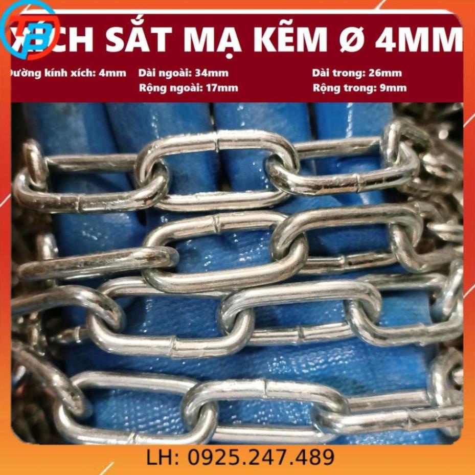 Dây xích sắt mạ kẽm [ Phi 4mm ] CÁP THÉP Thái Bình VinàN