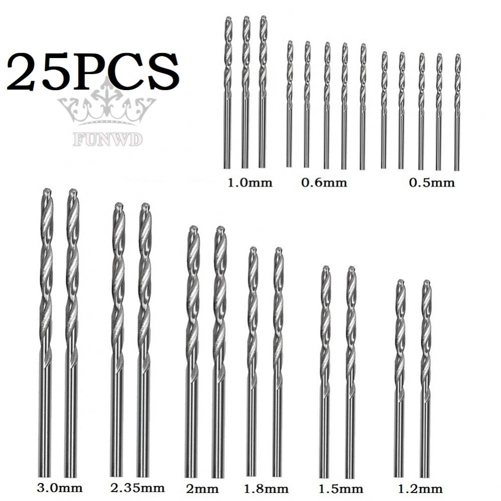 Bộ 25 Mũi Khoan Xoắn Nhỏ 0.5mm-3mm