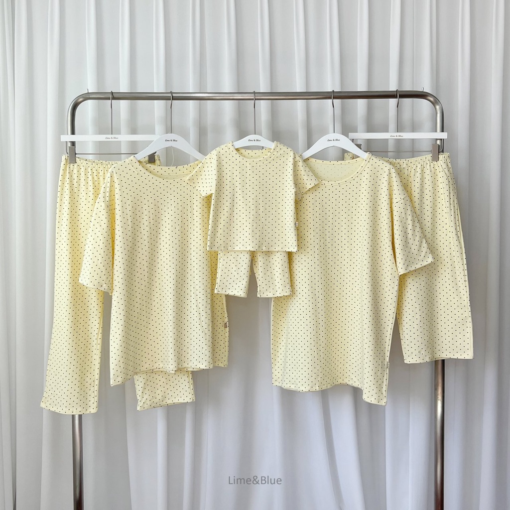 Lime&Blue bộ đồ chấm bi cho bé