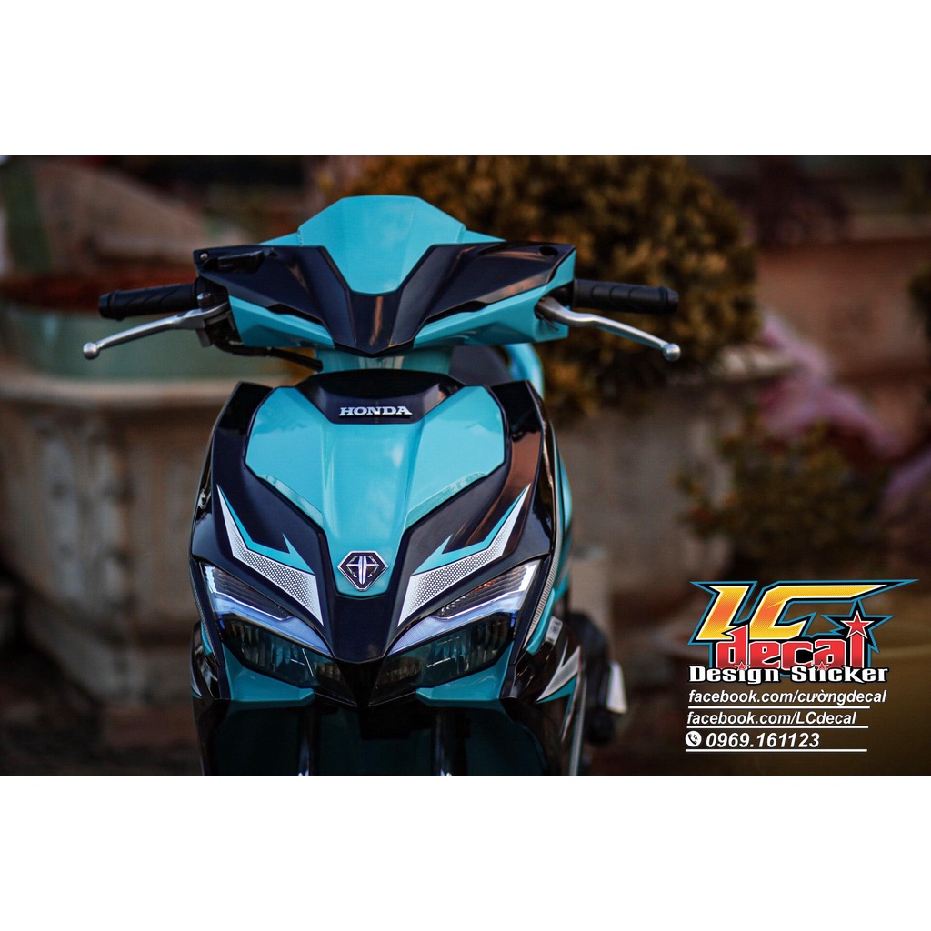[FreeShip] Tem Decal Rời mẫu chỉ xanh ngọc tổ ong mới cho Airblade 125 đen bóng - tem cao cấp không bay màu