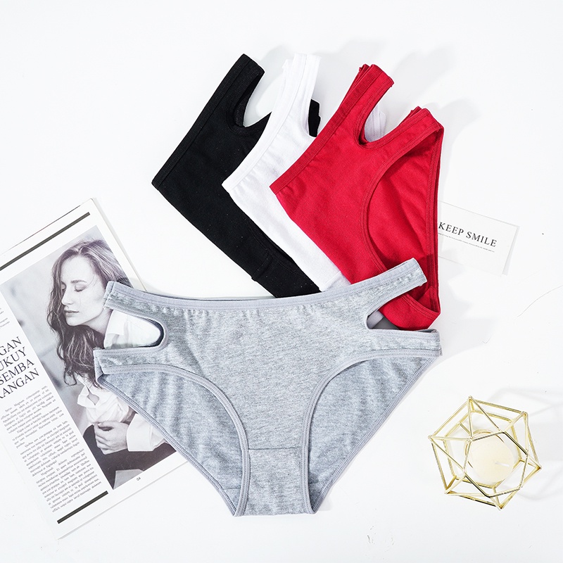 Quần lót ECMLN vải cotton lưng thấp màu sắc đơn giản cho nữ