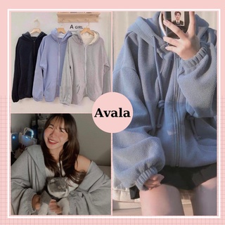Áo Khoác Nỉ Hoodie Nữ Trơn Avala Áo khoác chất nỉ bông 3 màu trơn Xanh, Xám, Đen phong cách Hàn Quốc Ulzzang