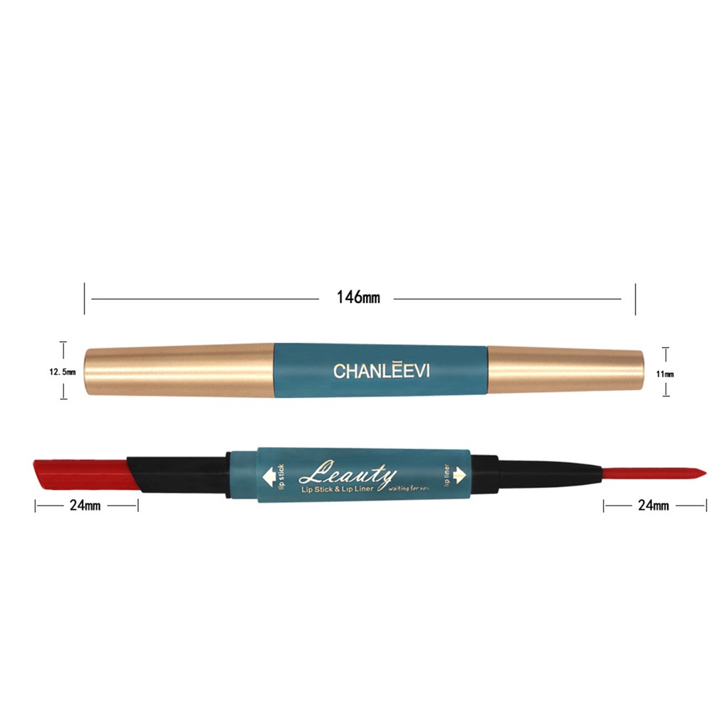 Son Môi Kiêm Bút Kẻ Viền Môi Hai Đầu 1.9g Siêu Nhẹ Màu Sắc Tươi Tắn Thích Hợp Cho Các Bữa Tiệc