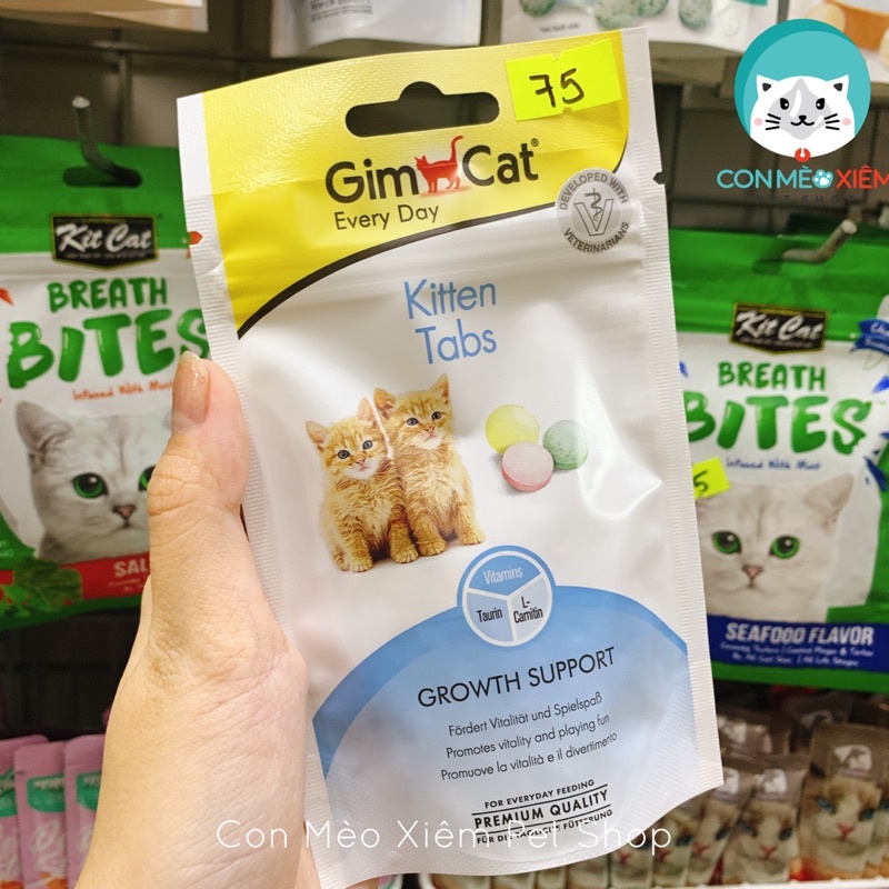 Bánh thưởng mèo snack Gimcat tabs 40g, nhiều công dụng vitamin mượt lông búi lông mèo con Con Mèo Xiêm