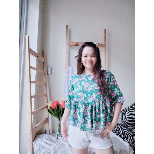 Áo baby doll hoa nhí vải xô mềm