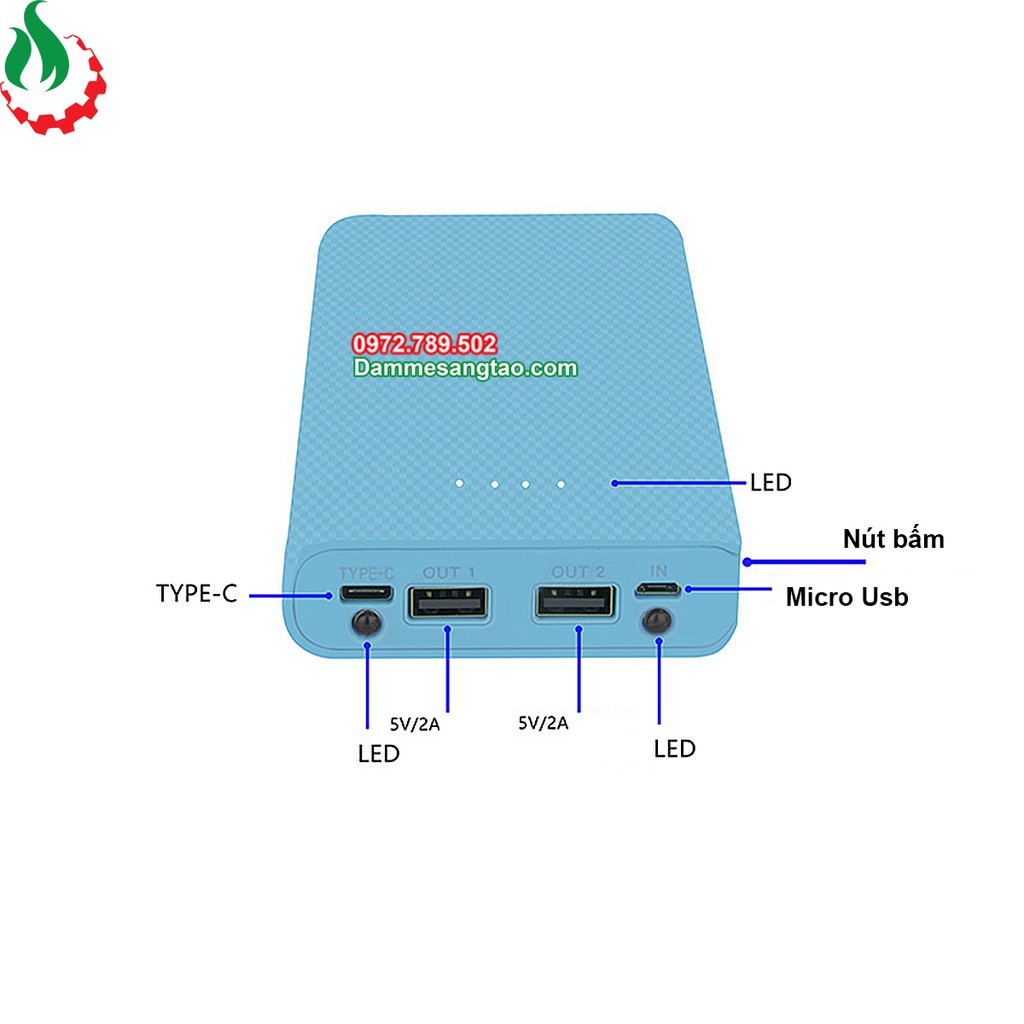 DMST Box sạc dự phòng 8 cell 18650 không LCD (Không pin)