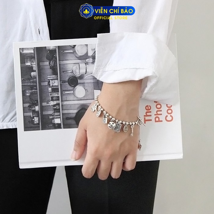 Lắc tay bạc nữ dây bi mix charm chất liệu bạc Thái 925 trẻ trung cá tính thương hiệu Viễn Chí Bảo L000075