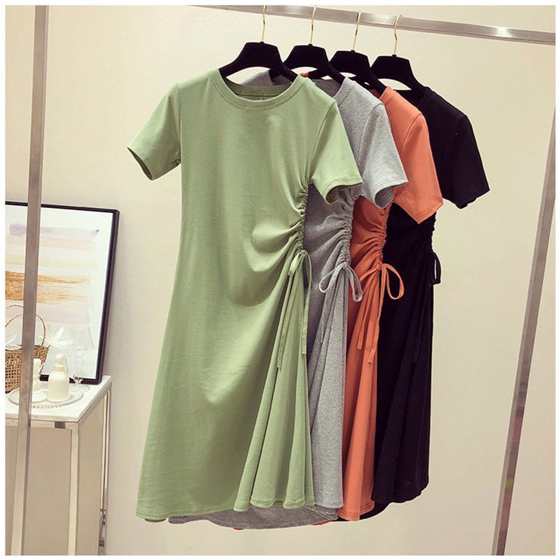 Đầm ZXYOUPING phối dây rút thời trang hè tươi mới năm 2021