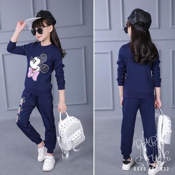 Bộ quần áo thu đông &quot;MICKEY&quot; 14-45kg cho bé gái 4-14 tuổi. Thiết kế xinh xắn, đáng yêu. G30