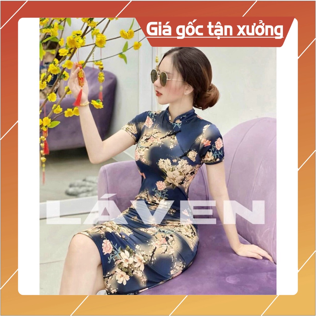 Đầm sườn xám nữ in hoa văn xịn xò from dài xẻ tà sang trọng, qúy phái thời trang nữ giới dự tiệc, dạo phố |Xưởng thời tr