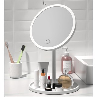 Gương Trang Điểm Có Đèn Led Cảm Ứng 3 Chế Độ Ánh Sáng - Gương MakeUp Tròn Hai Màu Trắng Và Hồng Phấn
