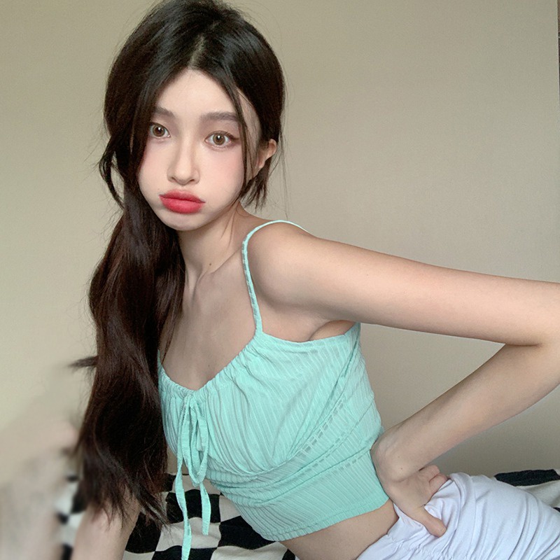 Áo Hai Dây Màu Sắc Trơn Phong Cách Hàn Quốc