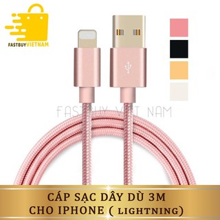 Cáp Sạc Iphone 3m bọc dù giá rẻ