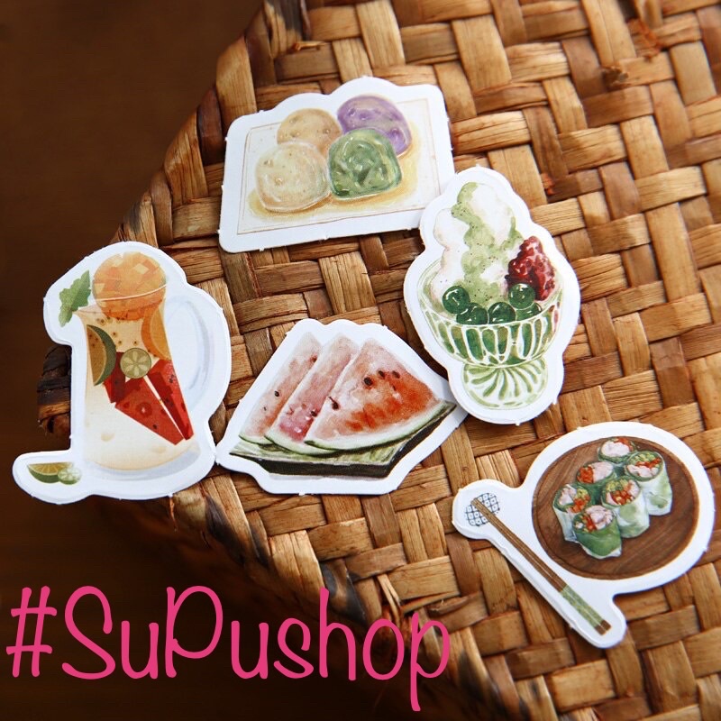 🥘🥘HỘP STICKER 45 MIẾNG CHỦ ĐỀ MÓN ĂN NHÌN SIU HẤP DẪN🥘🥘