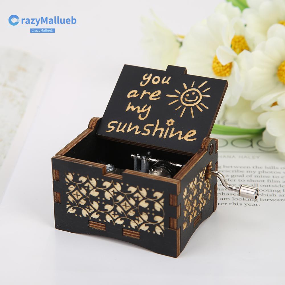 Hộp Nhạc Bằng Gỗ Khắc Chữ You Are My Sunshine Vintage