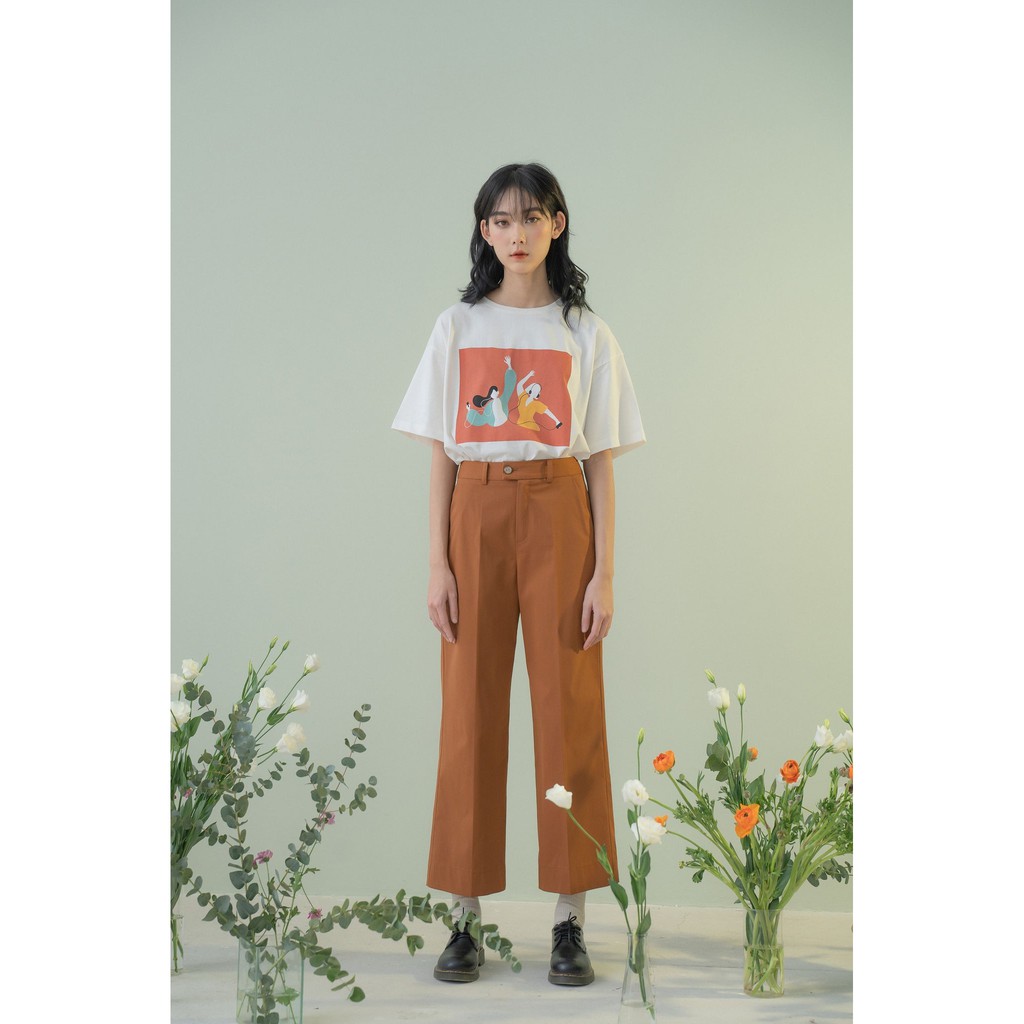 Quần culottes ống suông nữ MADELEN màu trơn chất kaki nhẹ trẻ trung năng động