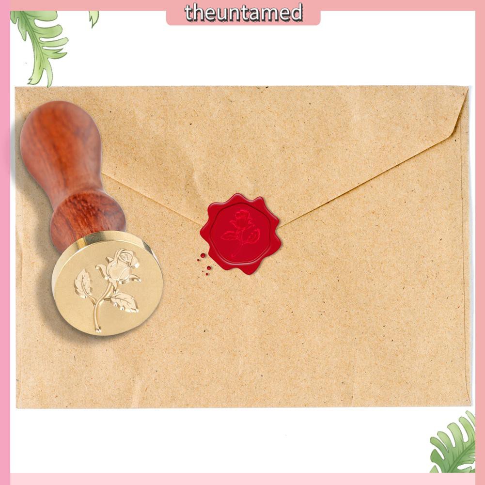 Retro Wax Seal Stamp Rose Pattern Fire Painting for Stamping Envelope Cards