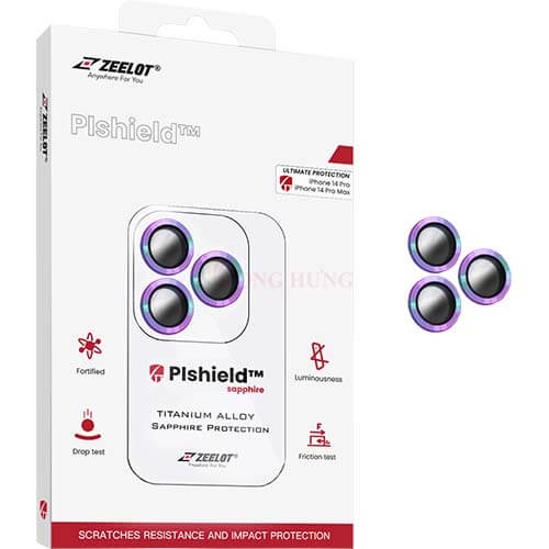 Dán Camera cường lực viền màu chống va đập Zeelot PIshield Sapphire iP 14 Pro Max/14 Pro/14 Plus/14 - Hàng chính hãng