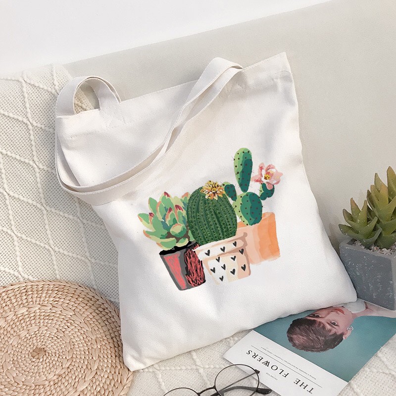 TÚI TOTE VẢI BỐ ĐEO VAI CANVAS CHẬU XƯƠNG RỒNG