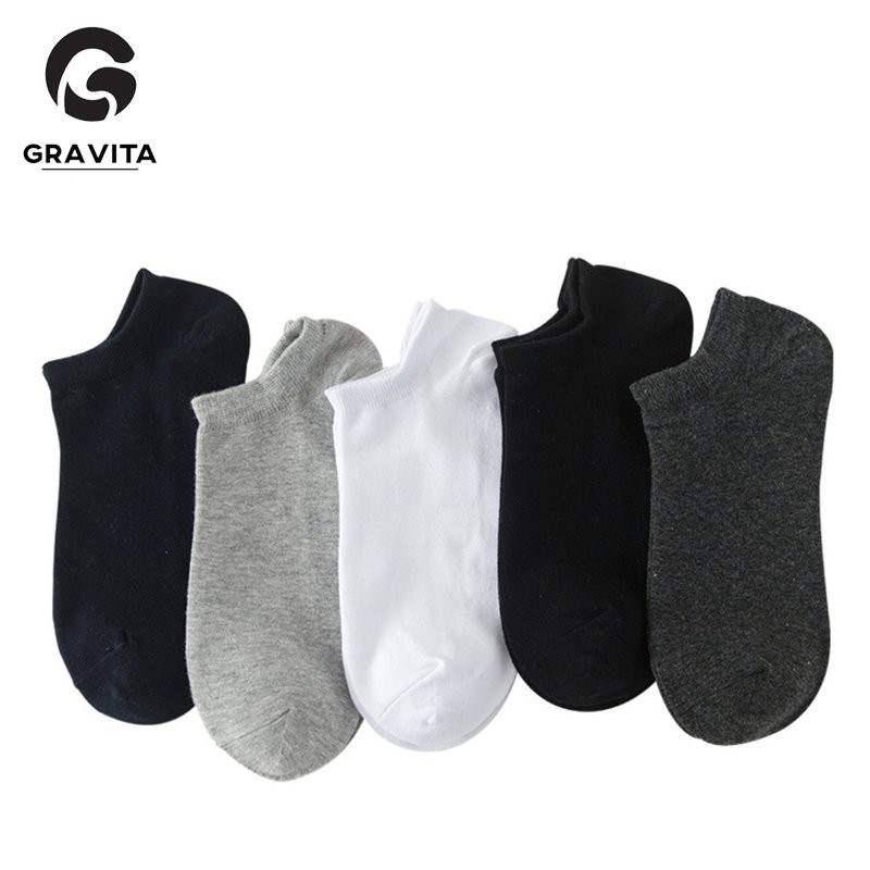 Vớ nam cổ ngắn Gravita, tất nam chất liệu cotton khử mùi hôi chân, kháng khuẩn nhiều màu