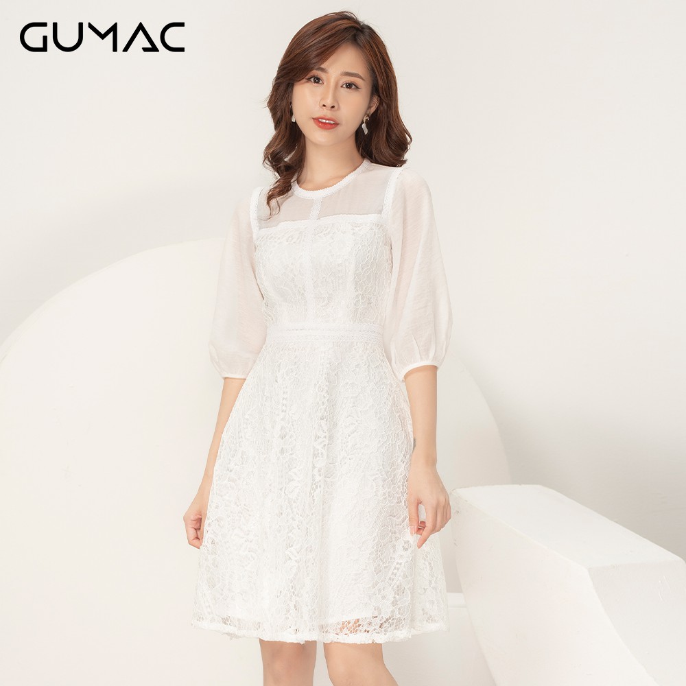 Đầm xòe ren phối tay DA9108 GUMAC