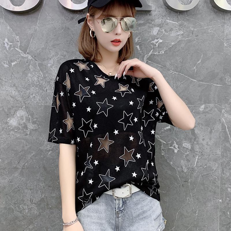 European station large-size women's dress 200jin net t-shirt obese sister 300short-sleeved ins super loose clothes