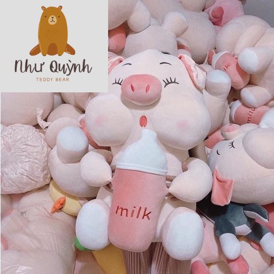 Gấu Bông Heo Ôm Bình Sữa, Heo Milk Hàng Nhập Khẩu Siêu Xinh,Siêu Hot