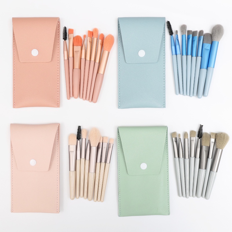 Set 8 Cọ Trang Điểm Mini Lông Mềm Kèm Túi Đựng