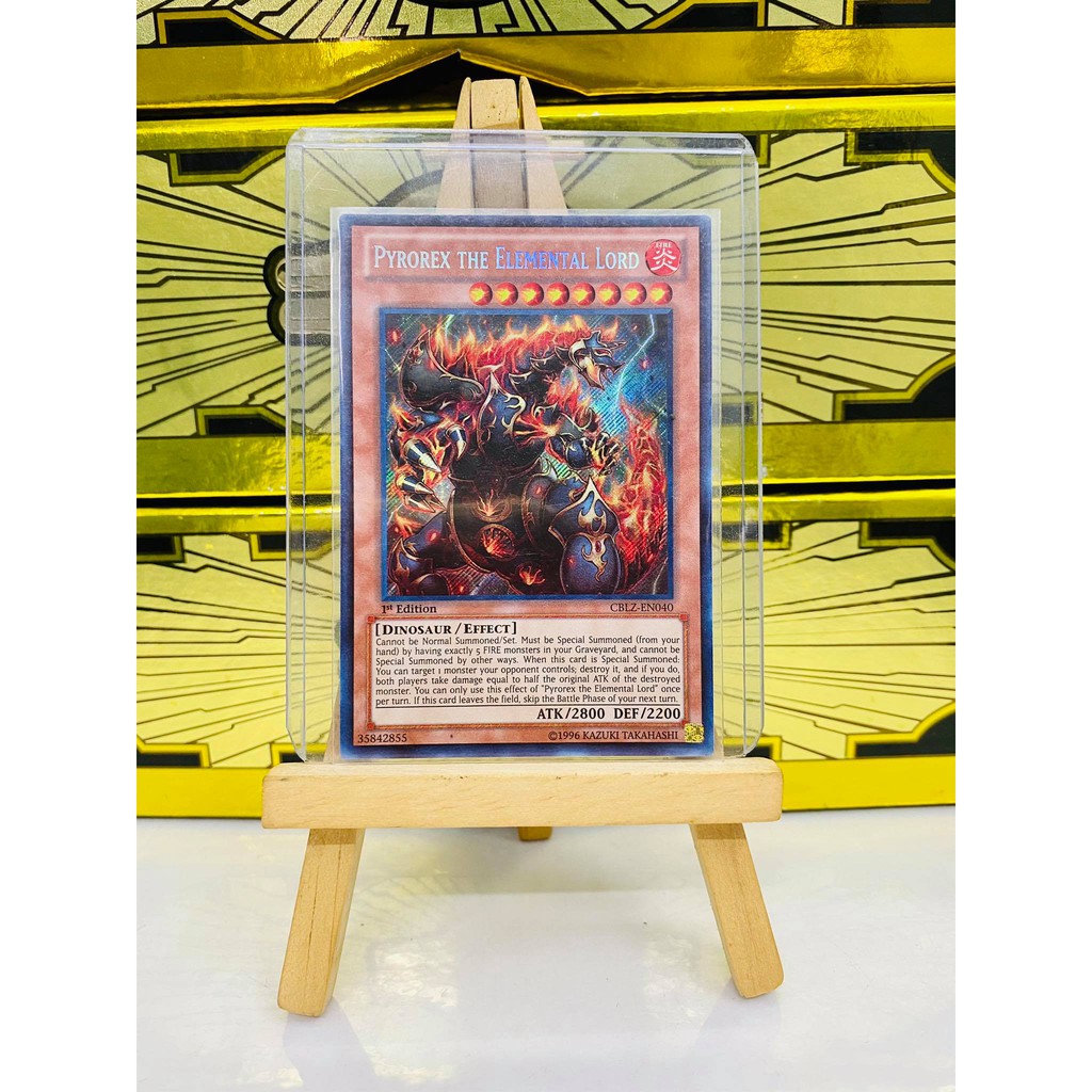 [ Dưa Hấu Yugioh ] Lá bài thẻ bài Pyrorex the Elemental Lord - Secret Rare - Tặng bọc bài nhựa bảo quản