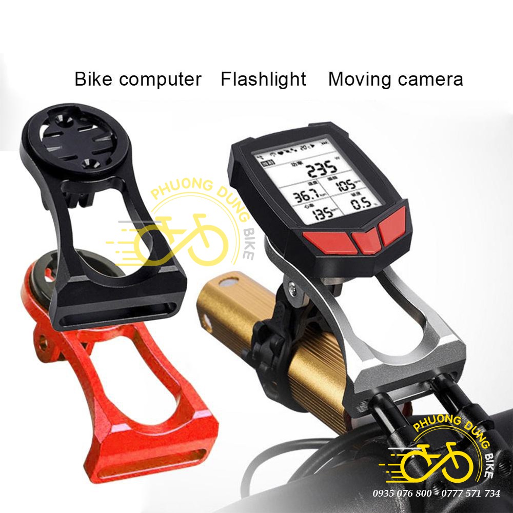 Giá bắt đồng hồ Cateye, Garmin kèm giá bắt đèn cho xe đạp - Kiểu 01