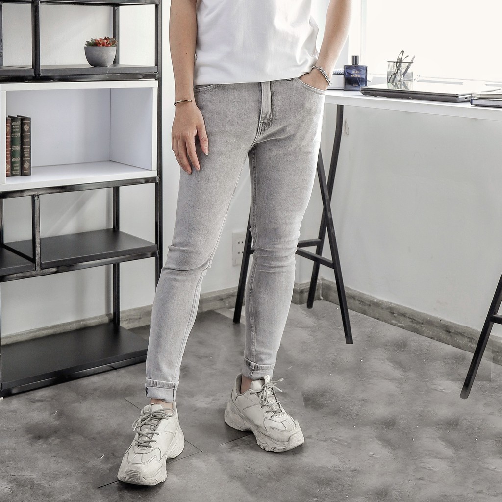 Quần jeans NOMOUS ESSENTIALS light grey super skinny QJNO0030 - 160STORE