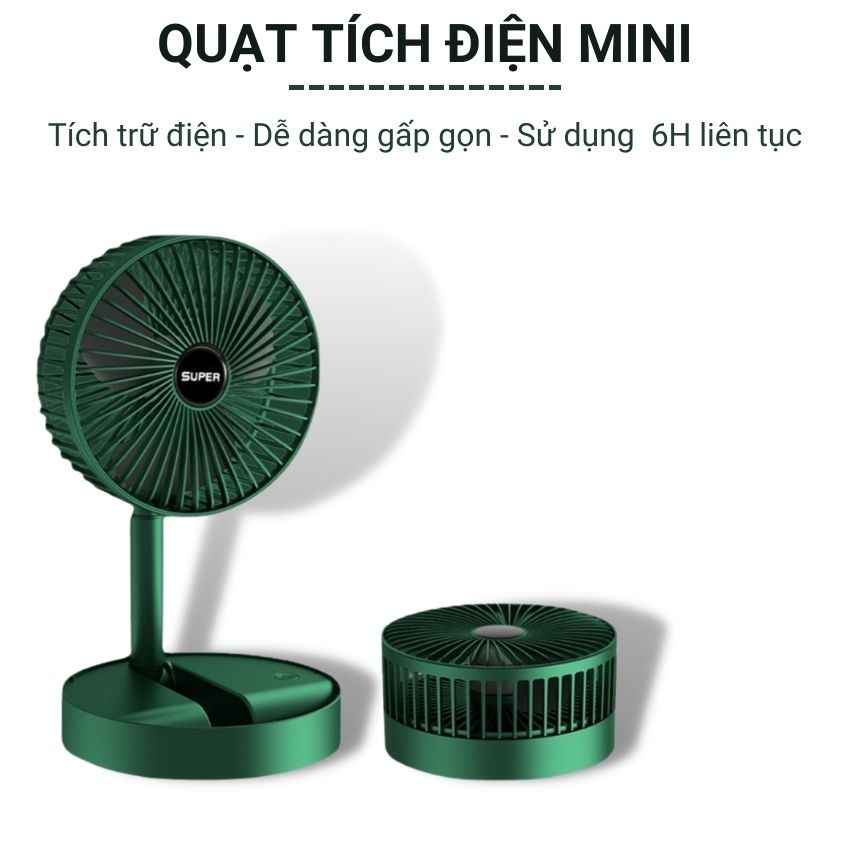Quạt sạc tích điện Telescopic folding fan gấp gọn tiện dụng cho mùa hè siêu mát dùng lên đến 8h