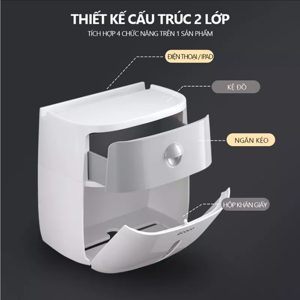 [FREESHIP] Hộp đựng Giấy Vệ Sinh ECOCO Cao cấp 2 tầng - Đa năng, Sang trọng, Tiện dụng