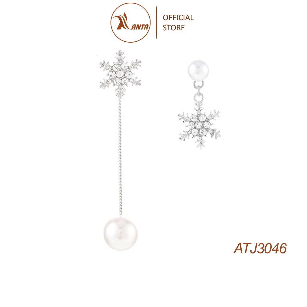 Bông tai bạc 925 hình bông tuyết dáng dài đính đá pha lê ANTA Jewelry - ATJ3046