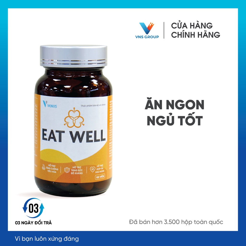 Viên uống ăn ngon ngủ ngon Eat Well hỗ trợ tăng cường tiêu hóa, bồi bổ cơ thể, giúp cơ thể khỏe mạnh Hộp 60 viên